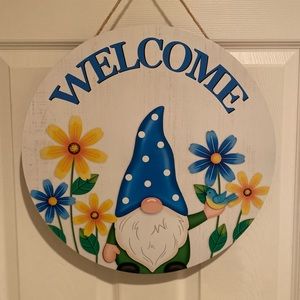 Spring Gnome Wall Decor, Welcome Gnome Wood Hanging Wall Decor by Glitzhome